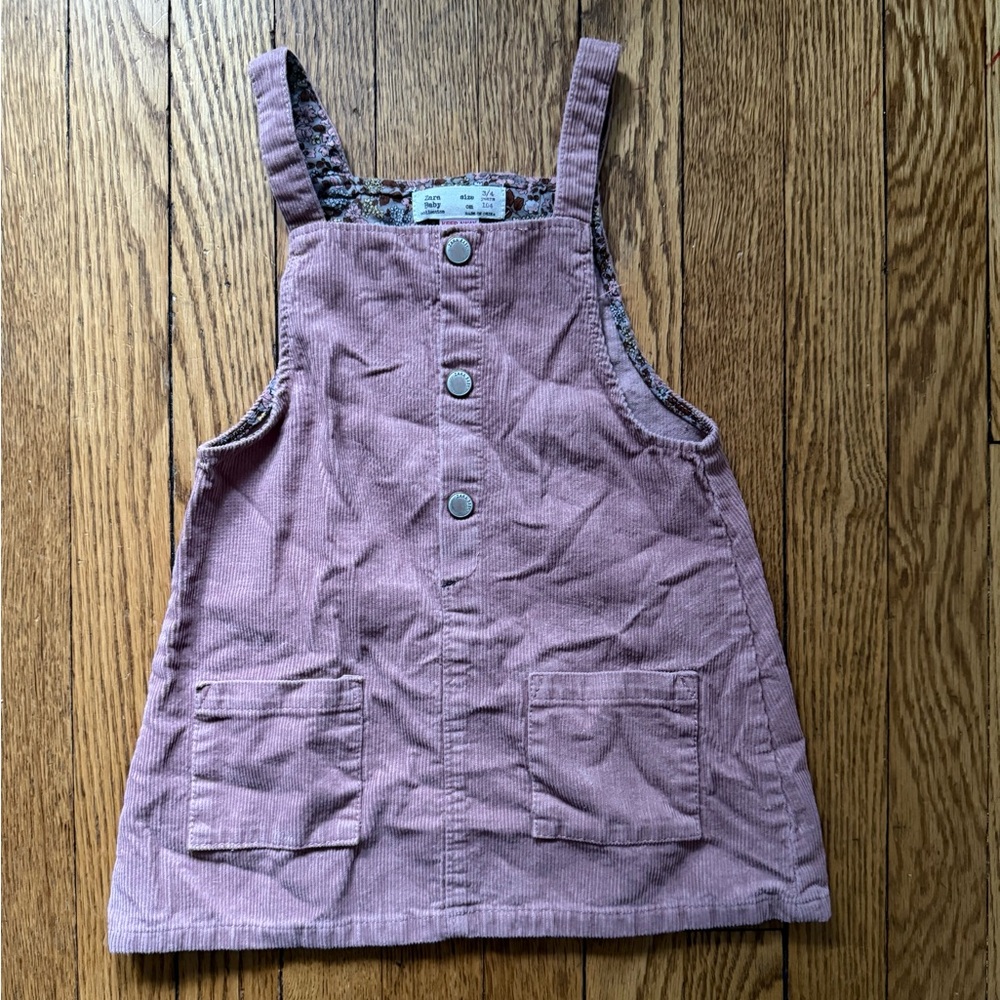 Zara Pink Corduroy Jumper Dress - Size 3 / 4